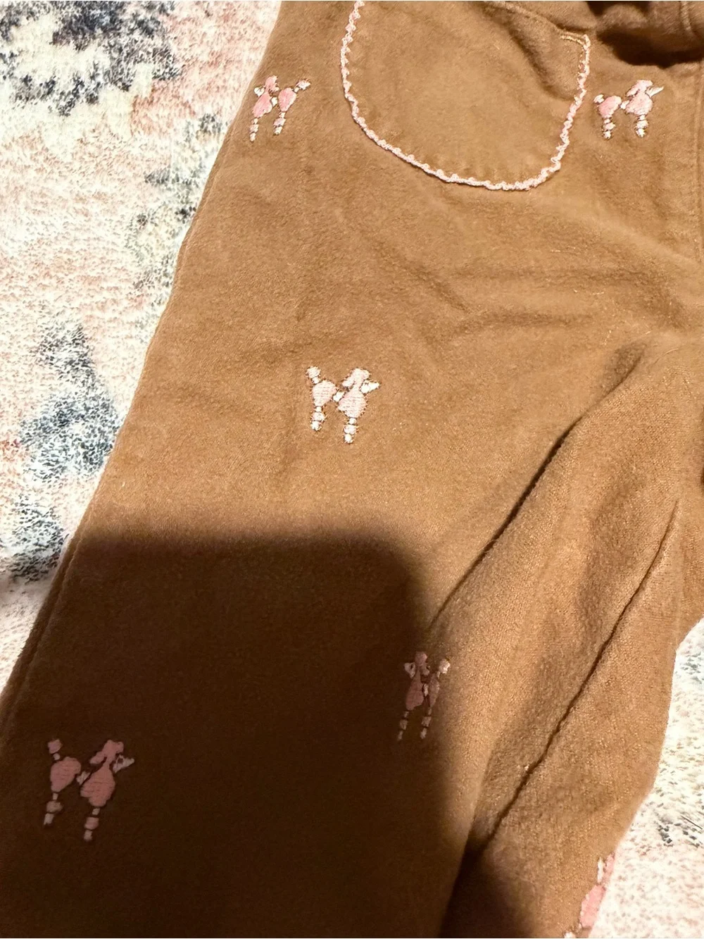 Gymboree Brown Pants with Pink Bow Embroidery